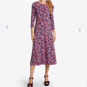 NEW Draper James Tae Midi Dress in Abstract Dahlia Floral Size Large